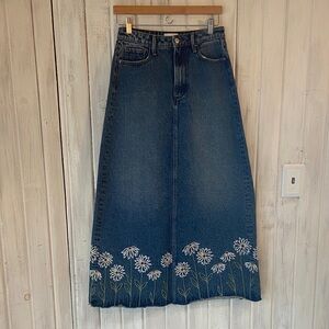 DRIFTWOOD Blue Denim Embroidered Skirt